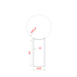 Prechod medzi stĺpom ø42.4mm a kotviacou platňou, L:45mm Prechod medzi stĺpom ø42.4mm a kotviacou platňou, L:45mm